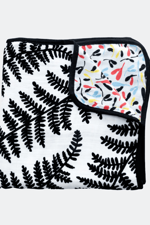Etta Loves Plant Print Muslin Blanket Reversible 1
