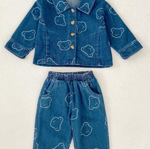 Baby Embroidered Bear Denim Two-Piece Set by Cozy Crew Club – image 2