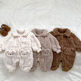 Fur-Lined Bear Fluffy Coat Romper baby all-in-one by Cozy Crew Club