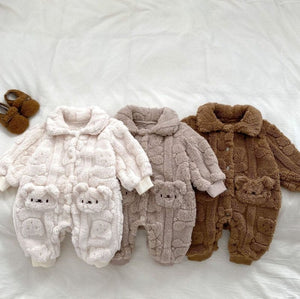 Fur-Lined Bear Fluffy Coat Romper baby all-in-one by Cozy Crew Club