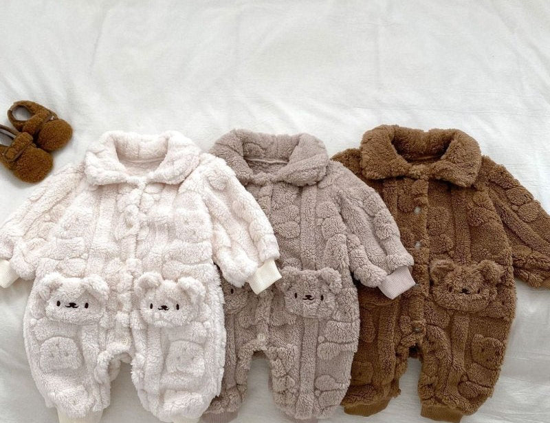 Fur-Lined Bear Fluffy Coat Romper baby all-in-one by Cozy Crew Club