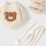 Bear 3 Piece Set baby bodysuit, leggings and hat by Cozy Crew Club – image 2