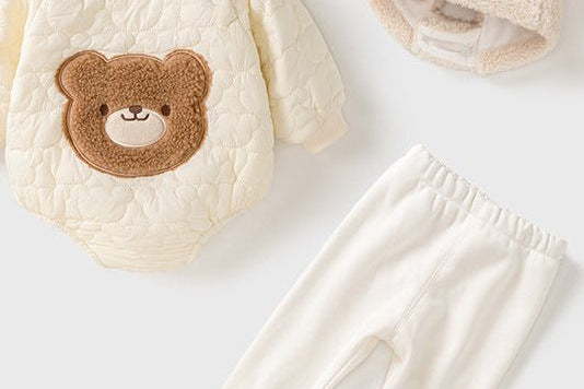 Bear 3 Piece Set baby bodysuit, leggings and hat by Cozy Crew Club – image 2
