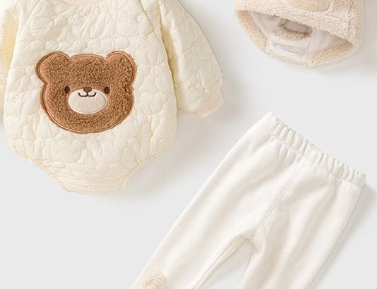 Bear 3 Piece Set baby bodysuit, leggings and hat by Cozy Crew Club – image 2