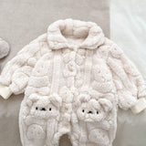 Fur-Lined Bear Fluffy Coat Romper baby all-in-one by Cozy Crew Club – image 5