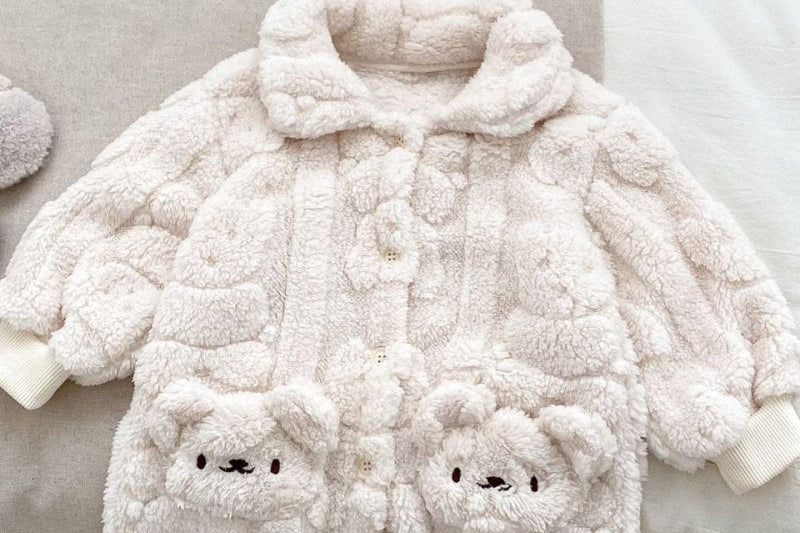 Fur-Lined Bear Fluffy Coat Romper baby all-in-one by Cozy Crew Club – image 5