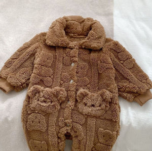 Fur-Lined Bear Fluffy Coat Romper baby all-in-one by Cozy Crew Club – image 6