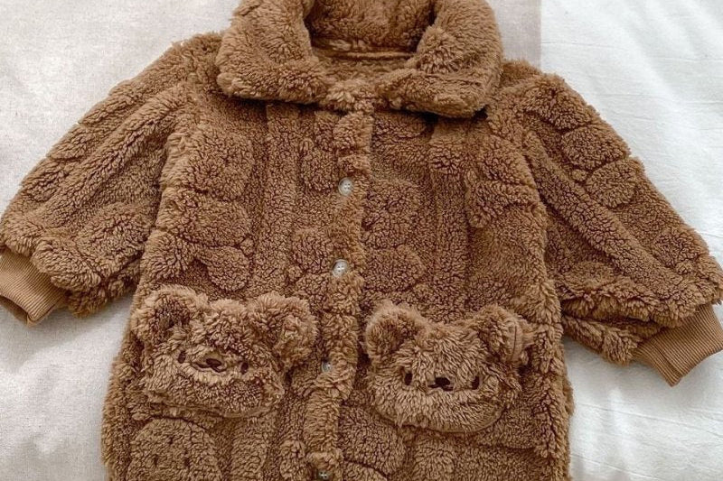Fur-Lined Bear Fluffy Coat Romper baby all-in-one by Cozy Crew Club – image 6