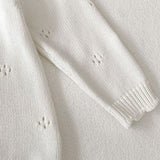 White Strawberry Knit Bodysuit baby one-piece by Cozy Crew Club – image 2