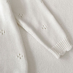 White Strawberry Knit Bodysuit baby one-piece by Cozy Crew Club – image 2