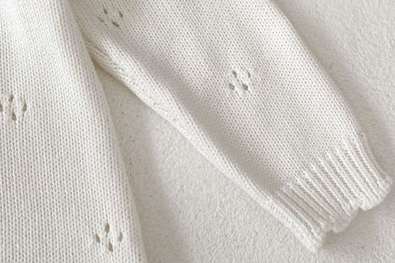 White Strawberry Knit Bodysuit baby one-piece by Cozy Crew Club – image 2