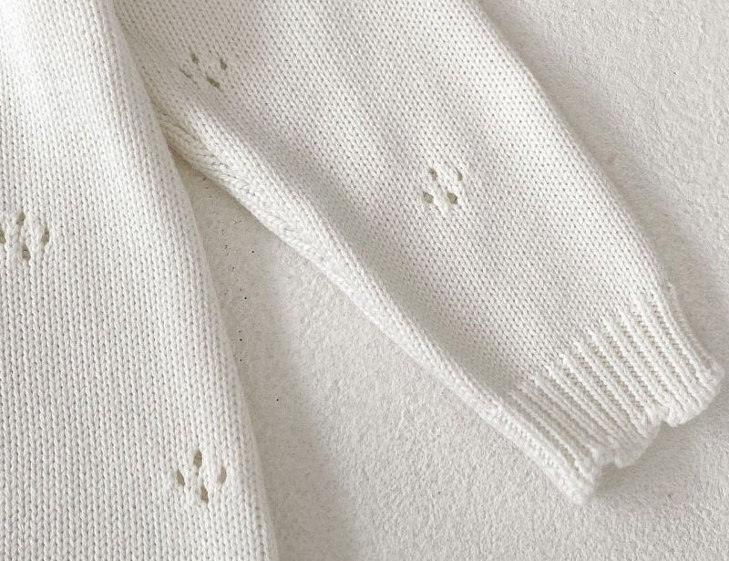 White Strawberry Knit Bodysuit baby one-piece by Cozy Crew Club – image 2