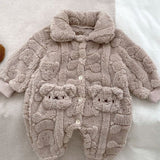 Fur-Lined Bear Fluffy Coat Romper baby all-in-one by Cozy Crew Club – image 4