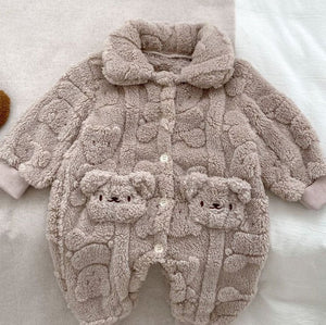 Fur-Lined Bear Fluffy Coat Romper baby all-in-one by Cozy Crew Club – image 4