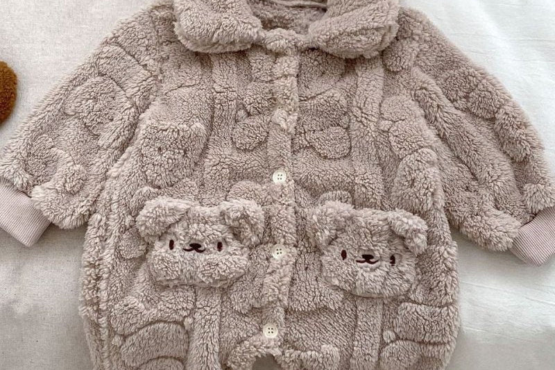 Fur-Lined Bear Fluffy Coat Romper baby all-in-one by Cozy Crew Club – image 4