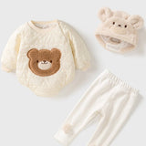 Bear 3 Piece Set baby bodysuit, leggings and hat by Cozy Crew Club