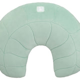 Sophie la girafe Cosy Play Cushion, back of the cushion in plain pale green with quilted leaf pattern stitching