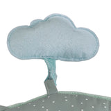Sophie la girafe Cosy Play Cushion, close-up of the pale blue felt cloud toy on a striped strap