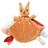FanFan the Fawn Comforter, orange, front view on white with fawn head, white spots and a cream clip loop