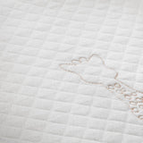 Sophie la girafe My Birth Outfit Gift Set close-up of quilted fabric with embroidered giraffe outline stitching