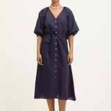 Summery Copenhagen Theresa midi dress in peacoat - Front view.