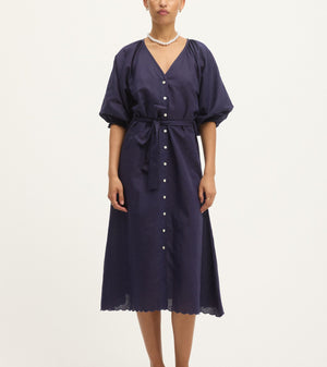 Summery Copenhagen Theresa midi dress in peacoat - Front view.