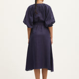 Summery Copenhagen Theresa midi dress in peacoat - Back view.