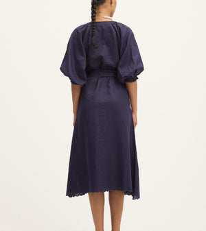 Summery Copenhagen Theresa midi dress in peacoat - Back view.