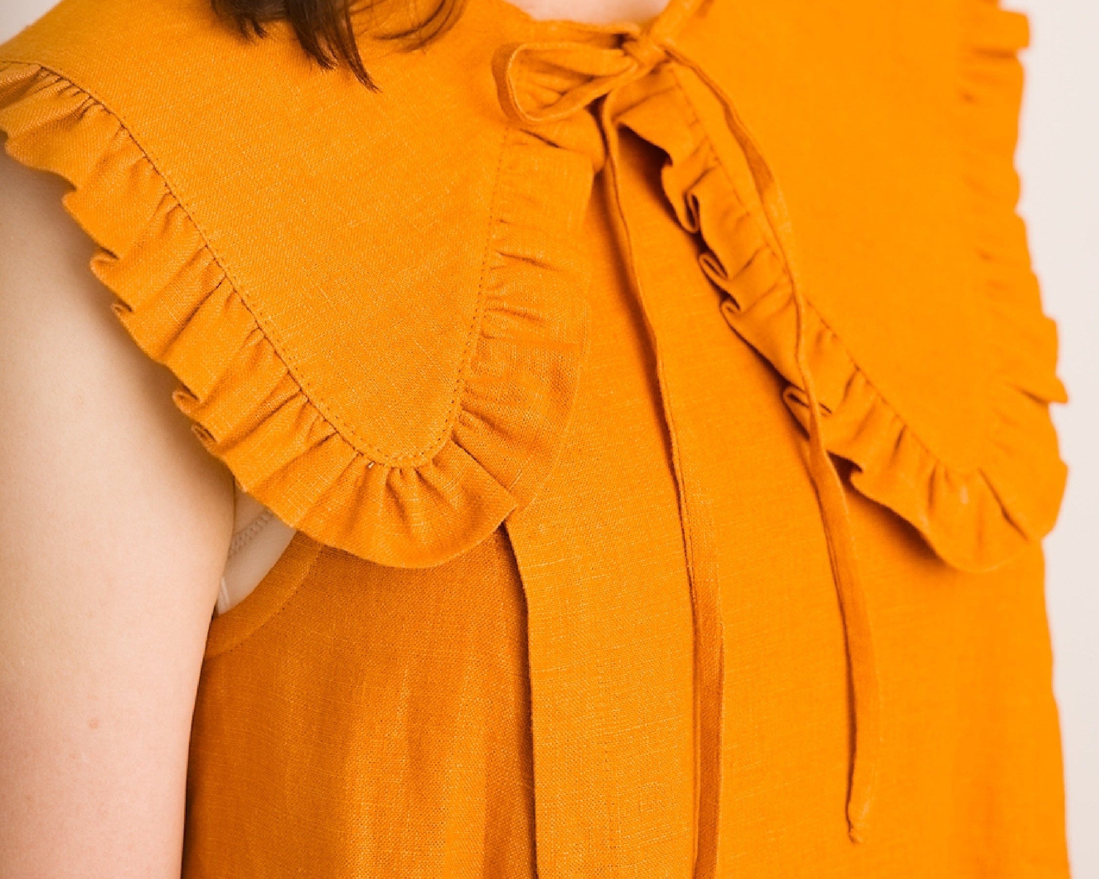 JOURNY Ruffle Detachable Collar Margot Collar Sun Orange Linen 1