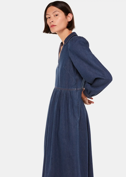 white christmas dresses Whistles Rina Trapeze Dress Denim Blue – For The Creators