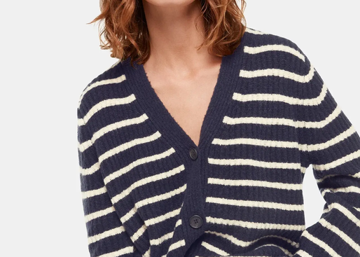 Wool Mix Stripe Cardigan Navy/Multi